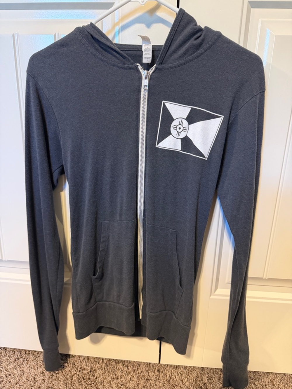 Bella Canvas Charcoal Gray Zip Hoodie with White Accent